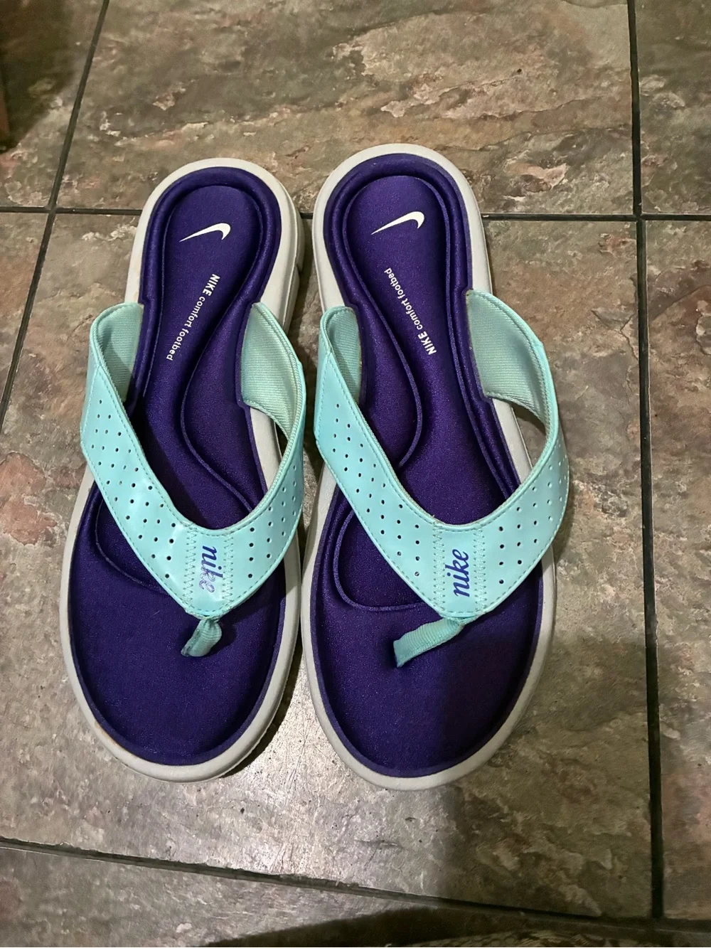 Nike Women’s Purple & Mint Green Thong Sandals